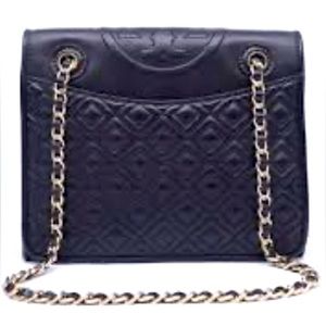 Tory Burch quilted leather crossbody bag dark navy blue